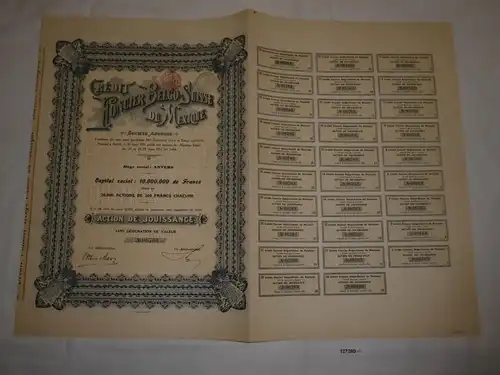 500 Franc Aktie Credit Foncier Belgo Suisse du Mexique Mexiko 1911 (127280)