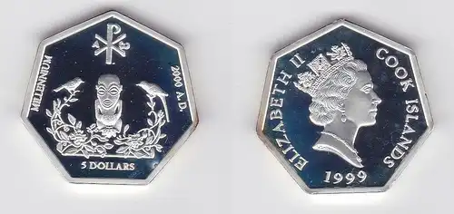 5 Dollar Silber Münze Mongolei Millennium 2000 PP 1999 RAR (134876)