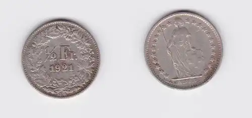 1/2 Franken Silber Münze Schweiz 1921 B (120118)