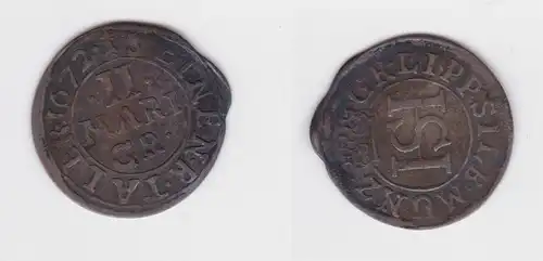2 Mariengroschen Silber Münze Lippe 1672 ss (135979)
