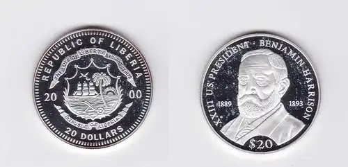 20 Dollar Silber Liberia 2000 XXIII.US Präsident Benjamin Harrison 1889 (118200)