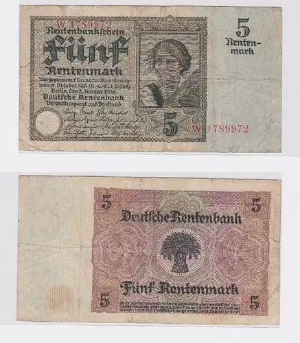5 Rentenmark Banknote Weimarer Republik 2.1.1926 (117481)