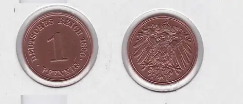 1 Pfennig Kupfer Münze Kaiserreich 1890 E Jäger Nr.10 vz+ (119026)