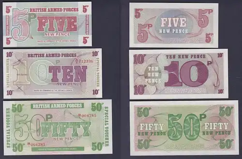 5, 10 und 50 Pence Banknoten British Armed Force kassenfrisch (117227)