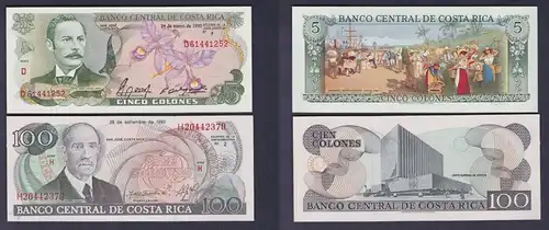 5 und 100 Colón Banknoten Costa Rica 1990/1993 bankfrisch UNC (122749)