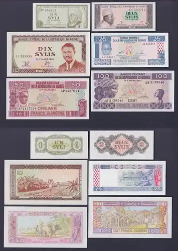 1 Sylis bis 100 Francs Banknoten Guinea République de Guinée 1971/1985 (129515)