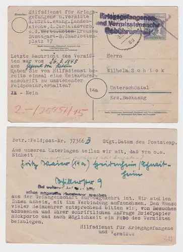 85285 Ganzsachen Postkarte Kriegsgefangenen-& Vermisstensachen gebührenfrei 1945