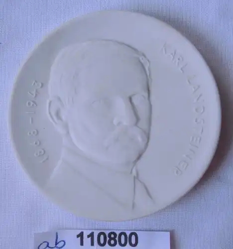 DDR Porzellan Medaille Karl Landsteiner 1868-1943 Deutsches Rotes Kreuz (110800)