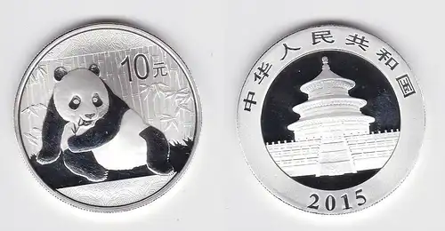 10 Yuan Silber Münze China Panda 1 Unze Feinsilber 2015 Stgl. (131152)