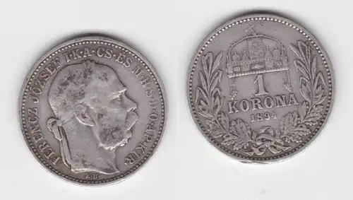 1 Krone Silber Münze Ungarn 1894 (111600)