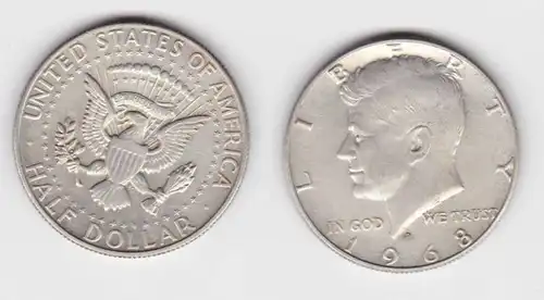 1/2 Dollar Silber Münze USA 1968 John F. Kennedy (129604)