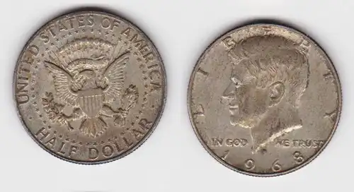1/2 Dollar Silber Münze USA 1968 John F. Kennedy (129996)