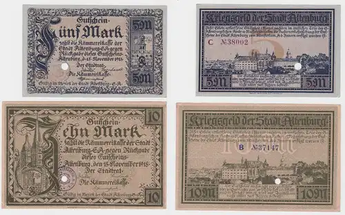 5 & 10 Mark Banknoten Notgeld Stadt Altenburg 1918 (132274)