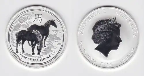 1 Dollar Silber Münze Australien Jahr des Pferdes 2014 Lunar 1Oz Silber (131492)
