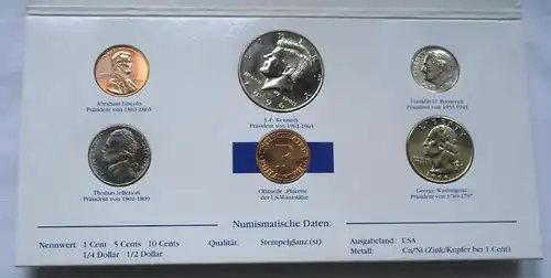 Kursmüntzsatz USA 1996 mit 5 Münzen und einer Medaille (113201)
