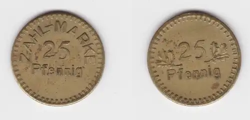 alte Messing Münze Zahlmarke 25 Pfennig Eichenlaub um 1920 (140498)