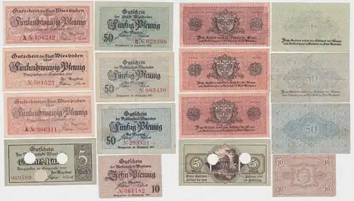 8 Banknoten Notgeld Stadt Wiesbaden 1917-1919 (140100)