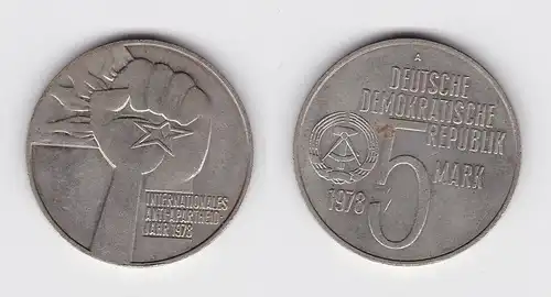 DDR Gedenk Münze 5 Mark Anti Apartheid Jahr 1978 Stempelglanz (125239)