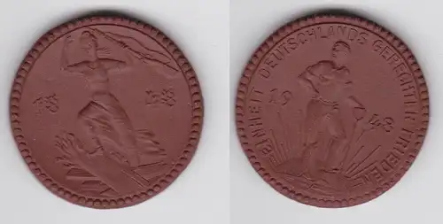 Porzellan Medaille Einheit Deutschlands Gerechter Frieden 1848 - 1948 (138808)