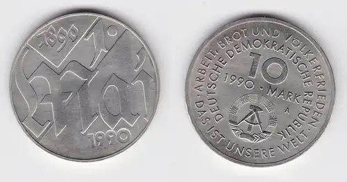 DDR Gedenk Münze 10 Mark 100.Jahre 1.Mai Feiertag 1990 Stempelglanz (125526)