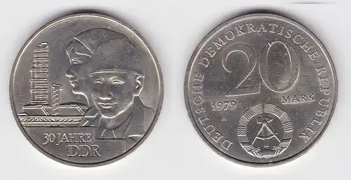 DDR Gedenk Münze 20 Mark 30. Jahrestag der DDR 1979 Stempelglanz (124853)