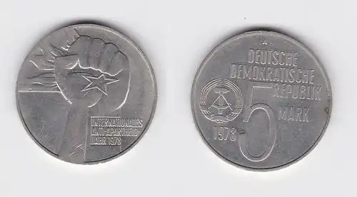 DDR Gedenk Münze 5 Mark Anti Apartheid Jahr 1978 Stempelglanz (119345)