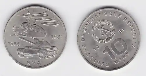 DDR Gedenk Münze 10 Mark 25 Jahre Nationale Volksarmee NVA 1981 Stgl. (123398)