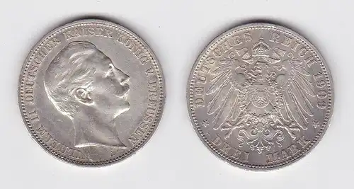 3 Mark Silbermünze Preussen Kaiser Wilhelm II 1909 A Jäger 103 ss (150103)