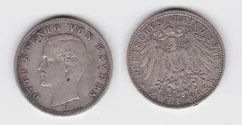 2 Mark Silbermünze Bayern König Otto 1900 Jäger 45 ss (150627