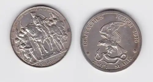 2 Mark Silbermünze Preussen Der König rief .... 1913 Jäger 109 vz (141002)