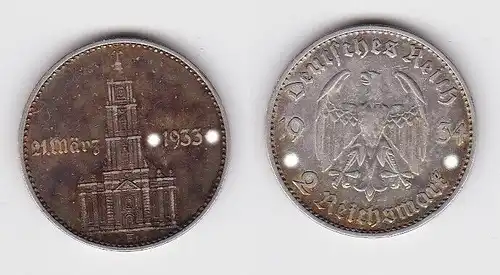 2 Mark Silber Münze 3. Reich Garnisonkirche mit Datum 1934 F Jäger 355 (150145)