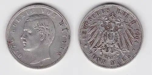 5 Mark Silbermünze Bayern König Otto 1904 Jäger 46 ss (150134)