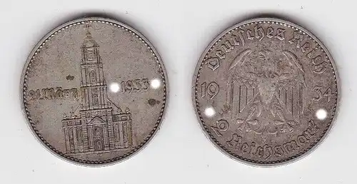 2 Mark Silber Münze 3. Reich Garnisonkirche mit Datum 1934 F Jäger 355 (150460)
