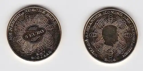 5 Euro Münzen Niederlande 200 Jahre Niederländische Bank 2014 (150761)
