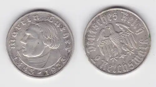 2 Mark Silber Münze Martin Luther 1933 F Jäger 352 (141786)