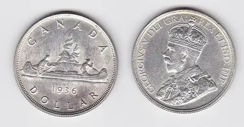1 Dollar Silbermünze Kanada Kanu Georg V. 1936 (150141)