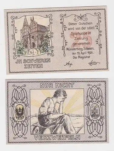 25 Pfennig Banknote Notgeld Stadt Münsterberg Ziebice 19.4.1921 (150606)