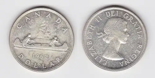 1 Dollar Silbermünze Kanada Indianer im Kanu 1962 (150700)