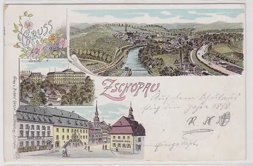 99128 Ak Lithographie Gruß aus Zschopau kgl.Seminar usw. 1898
