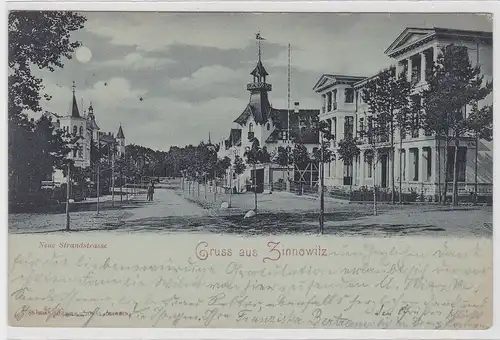 59867 Mondscheinkarte Gruß aus Zinnowitz neue Strandstraße 1899