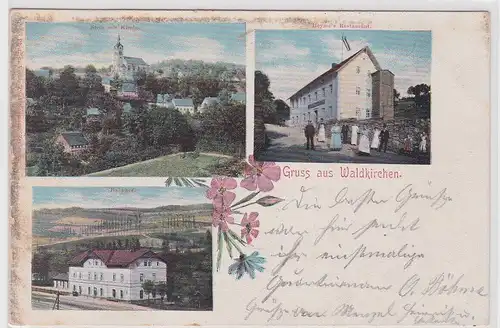 99136 Mehrbild Ak Gruß aus Waldkirchen Bahnhof, Restaurant usw. 1902