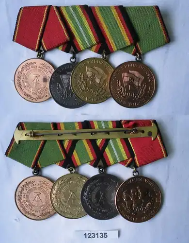 DDR 4er Ordensspange Medaille treue Dienste Verdienstmedaille NVA Ag (123135)