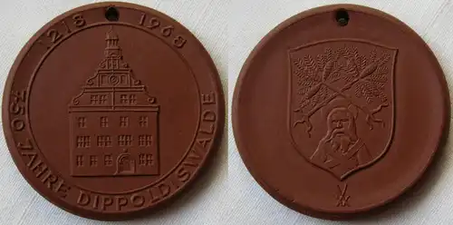 DDR Meissner Porzellan Medaille 750 Jahre Dippoldiswalde 1218 - 1968 (149707)