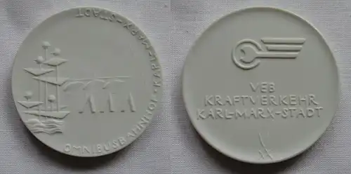 DDR Porzellan Medaille Omnibusbahnhof VEB Kraftverkehr Karl-Marx-Stadt (149763)