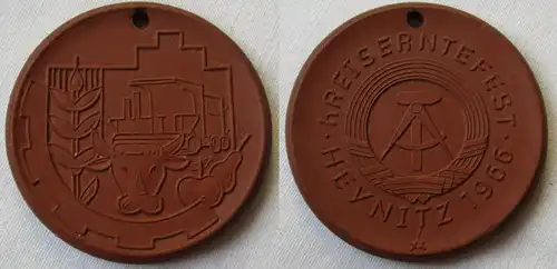 DDR Porzellan Medaille Kreiserntefest Heynitz 1966 (149717)