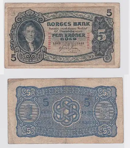 5 Kronen Banknote Norwegen 1940 (118645)