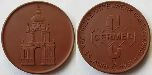 DDR Medaille Meissner Porzellan GERMED Arzneimittelwerk Dresden 1986 (149400)