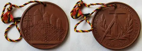 DDR Medaille Meissner Porzellan Technische Hochschule Dresden 1828-1953 (149723)