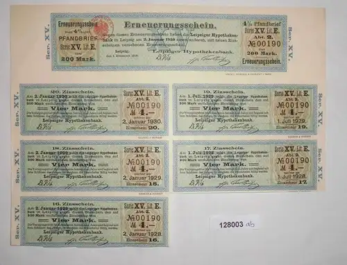 200 Mark Erneuerungsschein Leipziger Hypothekenbank 2. Januar 1930 (128003)