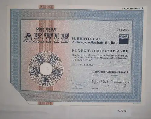50 Mark Aktie H.Berthold Aktiengesellschaft Berlin Juli 1979 (127762)